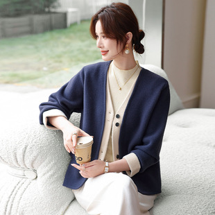 恒源祥妈妈春装2026新款洋气V领针织外套中老年女装春秋假两件开