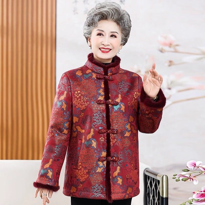 恒源祥奶奶冬装加绒加厚水貂绒大衣中老年人皮草女妈妈婚宴婚礼唐,男装,唐装,淘宝优惠券,粉丝福利购,淘宝优惠卷