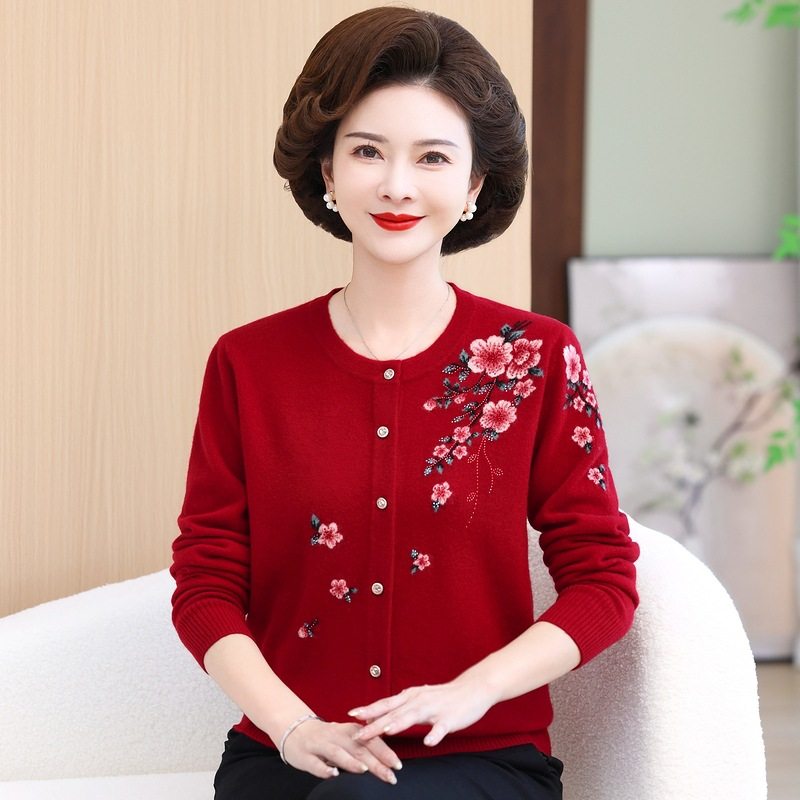 恒源祥100%羊毛衫妈妈款秋装本命年毛衣女开衫中老年人婆婆衣服春,男装,羊绒开衫,淘宝优惠券,粉丝福利购,淘宝优惠卷