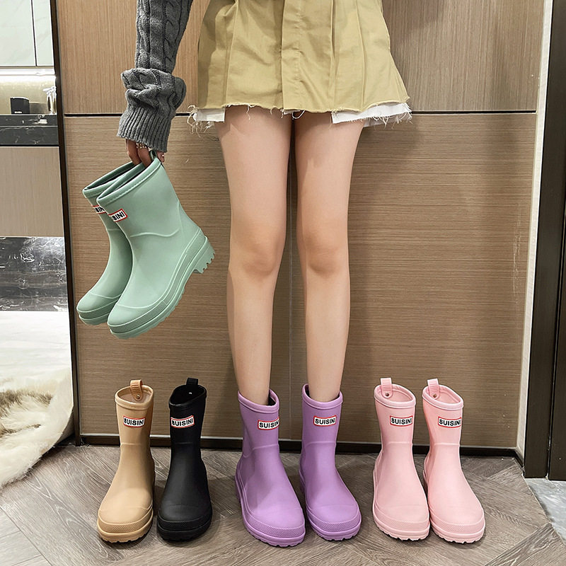 德国精工韩系中筒水鞋女式新款时尚防滑短筒雨鞋保暖雨靴外穿水靴