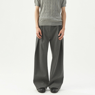 美式立体工字褶A字廓形弯刀TR西裤秋季宽松通勤显瘦阔腿休闲裤