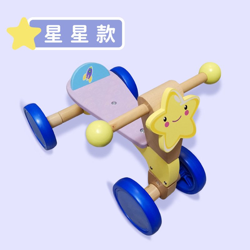 木质迷你滑板幼儿童四轮平衡车卡通宝宝学步车实木室内滑行车W383