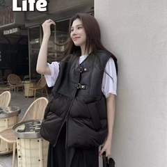 新款 2024秋冬羽绒马甲女短款拼接90白鸭绒女式背心平湖羽绒服