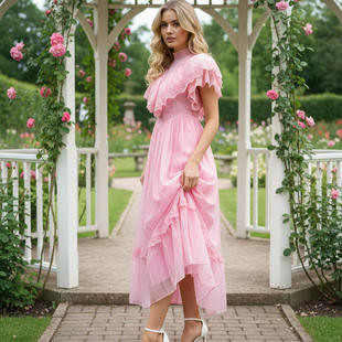 2026复古重工白色仙气飘逸连衣裙蕾丝拼接大摆裙长裙女现货