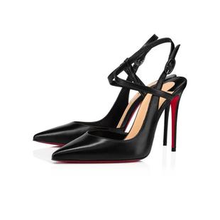 新款 外贸cl红底黑色凉鞋尖头女鞋带细高跟鞋甜美走秀鞋