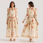 半身裙套装 新款 2026春夏小众设计宫廷风两件套印花长袖 女