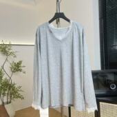 T恤613 蕾丝边长袖 美林姐妹&可机洗&不见屁股不见胯 长68.5新款