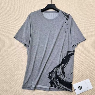 圆领水墨画女士短袖 夏新款 长69 T恤H7395 潇潇