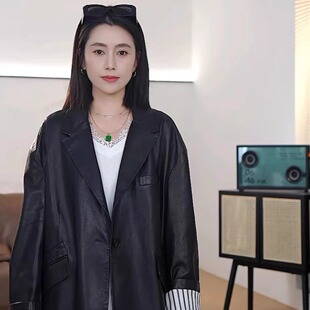 新款 春季 长77 皮衣25005H 美林姐妹