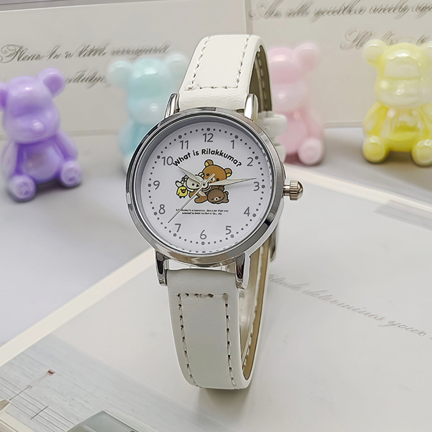 卡通轻松熊手表儿童女孩初中小学生2025新款高颜值只看时间石英表