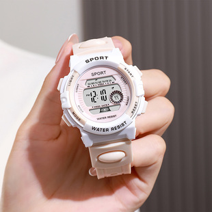 独角兽运动儿童电子手表女款中小学生专用只看时间防水夜光电子表