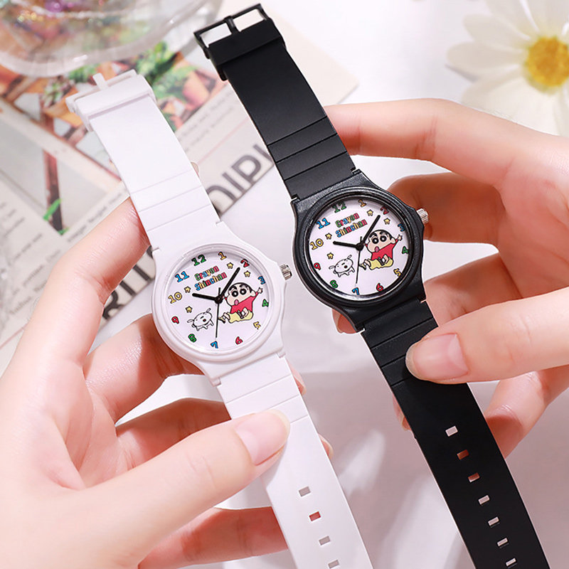 蜡笔小新儿童手表女款女孩高颜值可爱卡通防水只看时间石英表女童