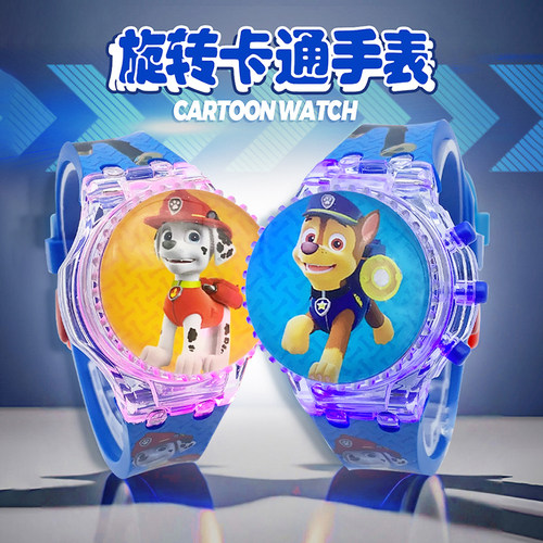 卡通儿童手表发光音乐旋转陀螺