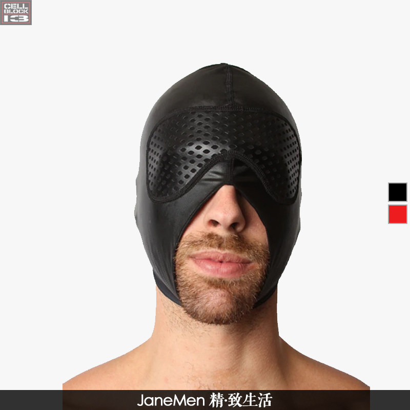 cellblock13男士性感时尚恋物透气不透光露嘴情趣头套a075