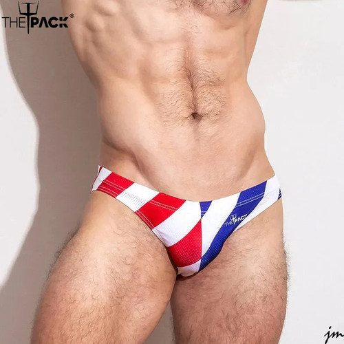 ThePack男士时尚性感修身低腰美国旗印花紧身三角内裤泳裤SS23U41