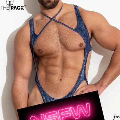 ThePack紧身弹力棉牛仔连体胸衣