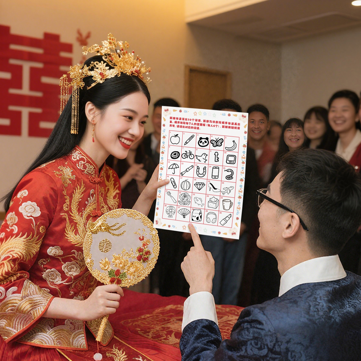 我画我猜接亲游戏创意卡片道具结婚新娘拍照新郎伴郎整蛊搞笑堵门