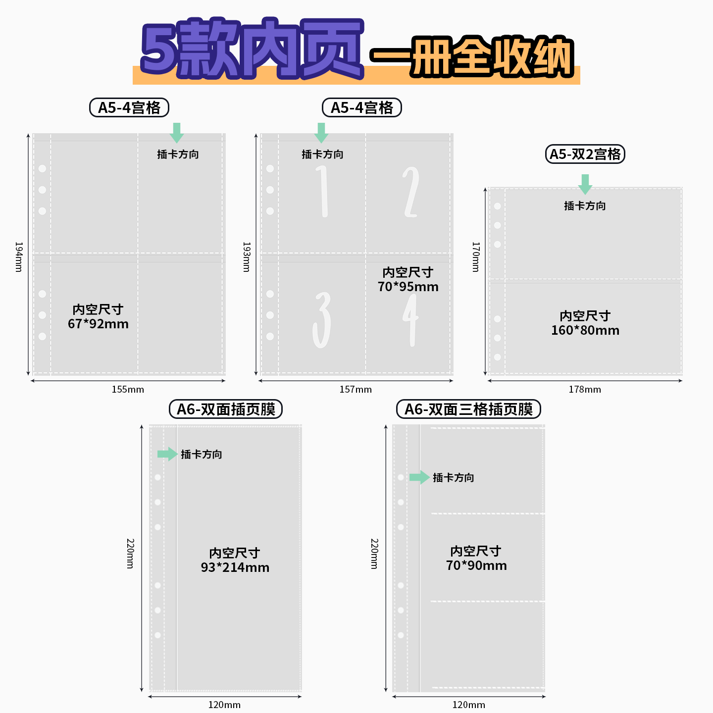 a5卡册内页九宫格透明活页收纳册