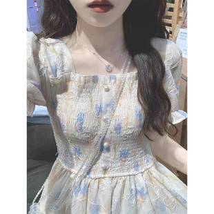 气质连衣裙女夏季 法式 甜美少女小清新温柔风长裙收腰显瘦仙气裙子
