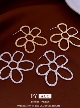 复古银针镂空花朵耳环轻奢高级感时尚潮流耳钉设计感小众耳饰
