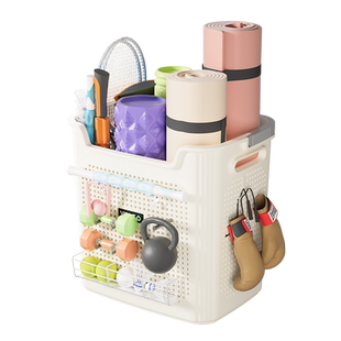 瑜伽垫收纳筐健身器材运动器械收纳篮家用羽毛球拍置物架收纳神器