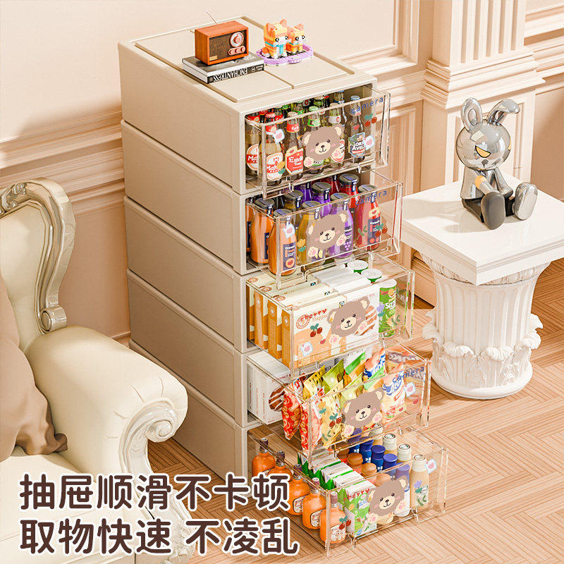 收纳柜抽屉式药箱杂物透明收纳储物柜家用衣服内衣零食整理收纳盒