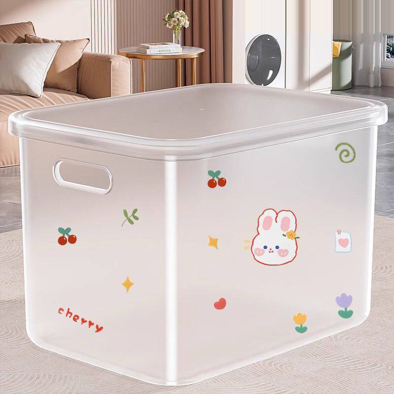 桌面收纳盒零食杂物塑料玩具整理筐家用长方形带盖收纳箱储物盒