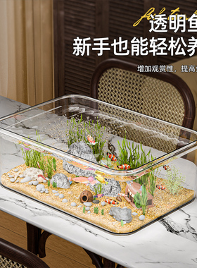 鱼缸小型客厅乌龟饲养缸生态造景家用六角恐龙专用缸螃蟹巴西龟缸