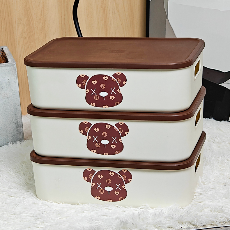 【3个装】桌面带盖中号内衣袜子防尘收纳盒玩具零食置物箱储物筐