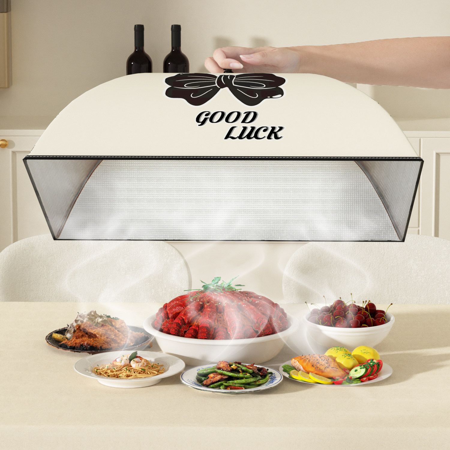 保温菜罩饭菜神器2025新款家用可折叠菜盖罩冬天餐桌剩菜食物罩子