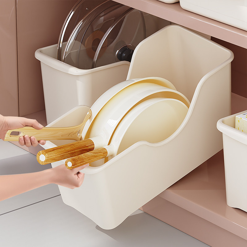 大号橱柜收纳盒橱柜储物盒锅盖架滑轮置物架浴室橱柜下水槽收纳盒