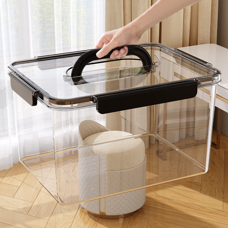 透明收纳箱大容量家用手提衣服玩具零食书本收纳盒加厚塑料周转箱