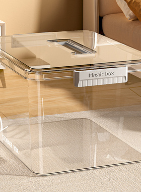 透明收纳箱手提衣服玩具零食书本带盖大容量周转整理盒塑料储物筐