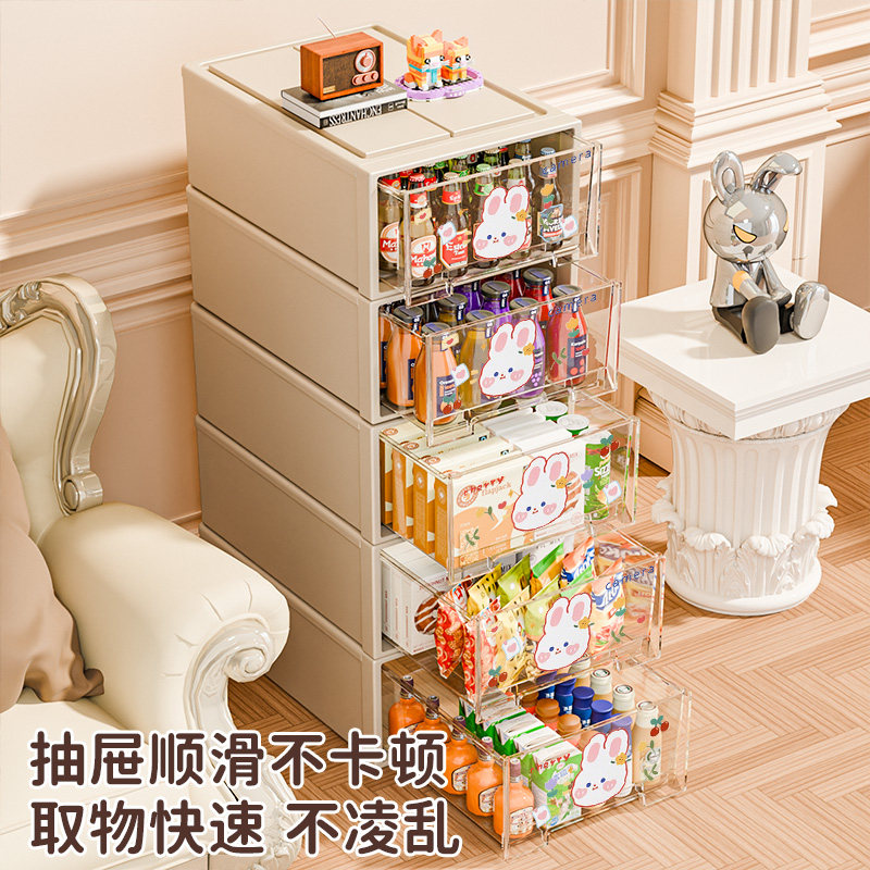 收纳柜抽屉式药箱杂物透明收纳储物柜家用衣服内衣零食整理收纳盒