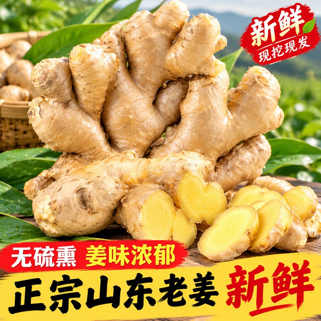 农场直发山东生姜老姜大姜姜新鲜应季水洗风干生姜正宗现挖现发
