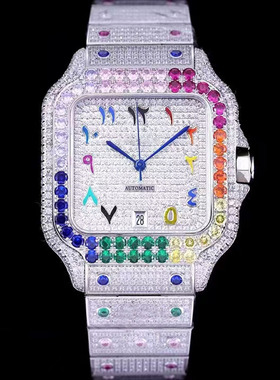 【ICEJAG】欧美热销镶嵌莫桑石高档潮流男士不锈钢机械手表