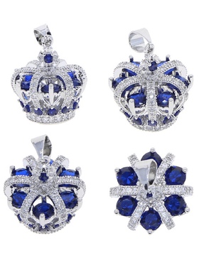 【ICEJAG】欧美rapper同款嘻哈新款皇冠吊坠镶钻满钻情侣款项链