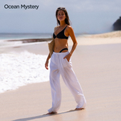 OceanMystery黑色比基尼女分体性感小胸聚拢显瘦高叉度假温泉泳衣