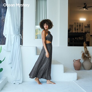 OceanMystery新款星空黑肚兜绑带连衣裙 女性感百搭显瘦度假女装