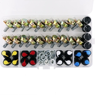 20PCS WH148电位器开关带旋钮盒装单联15MM B5K/10K/20K/50K/100K