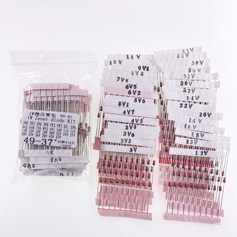 混装1W直插稳压二极管3V-47V齐纳稳压管30种每种10只共300只