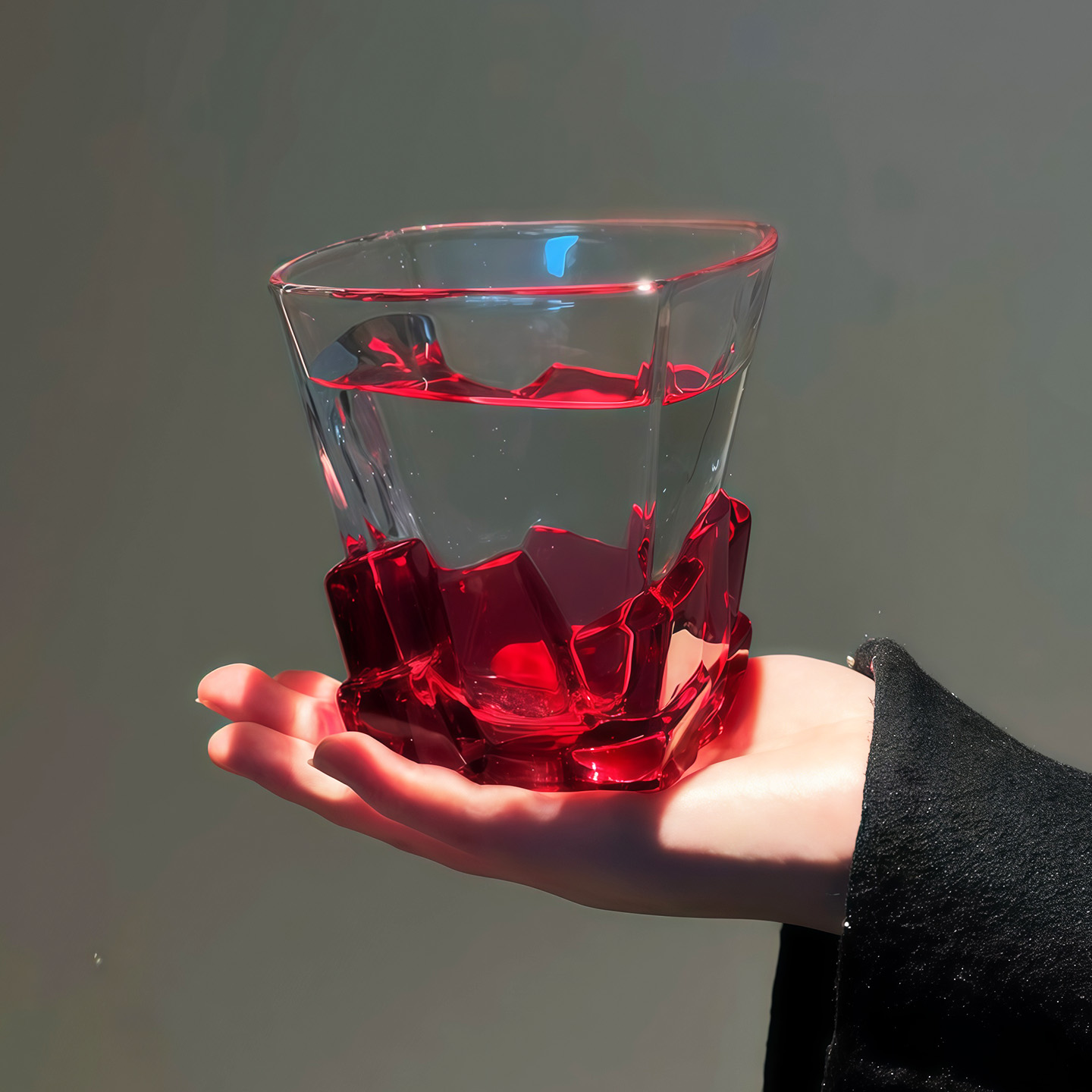 玫红洋酒玻璃杯酒杯喝水咖啡杯女高颜值饮水杯高档小众高级感轻奢