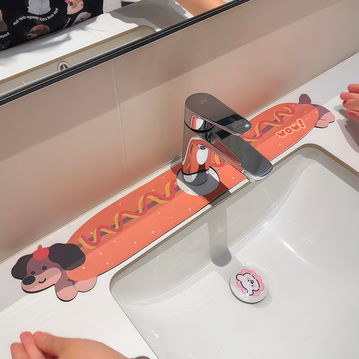 可爱腊肠狗水龙头沥水垫厨房用具卫生间台面硅藻泥吸水垫防溅水池