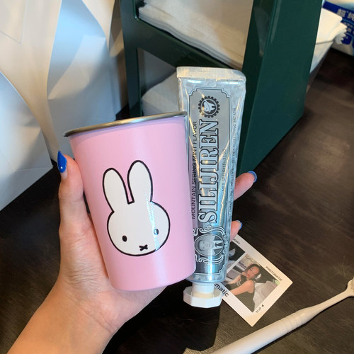 卡通兔不锈钢漱口杯情侣牙刷杯洗漱杯高颜值家用防摔刷牙杯子卡通