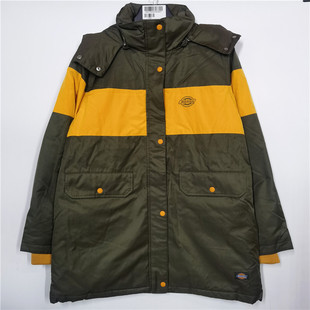 DICKIES  中长款工装冬季印花撞色拼接运动休闲夹克保暖羽绒服