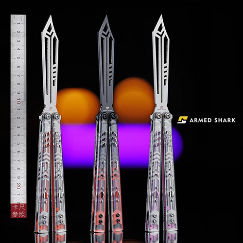 战鲨透明亚克力版/REP 蝴蝶刀练习训练刀甩手花式玩具安全未开刃