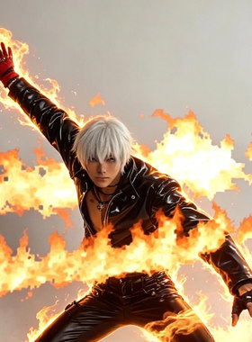 拳皇KOFK游戏Cosplay男装皮衣