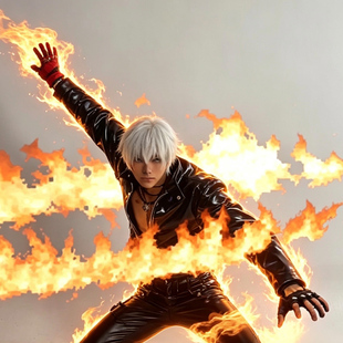 拳皇格斗之王KOF K游戏Cosplay男装/假发拳套/项链/太阳镜现货