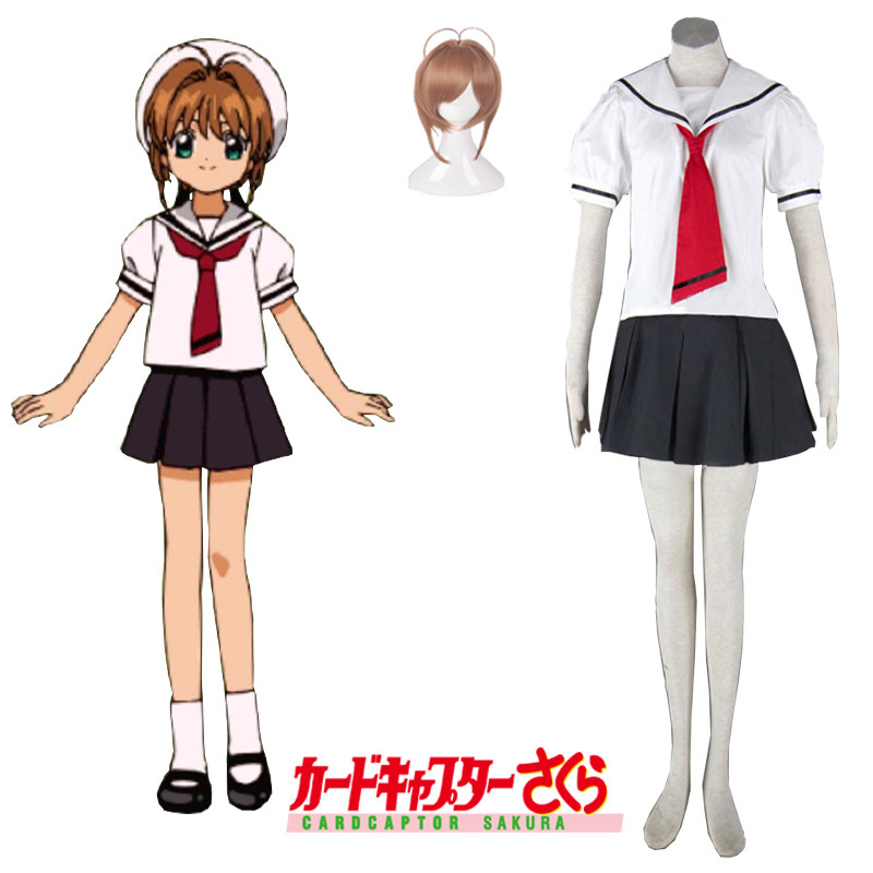 百变小樱木之本樱友枝小学水手夏装动漫Cosplay女装定制/假发另购
