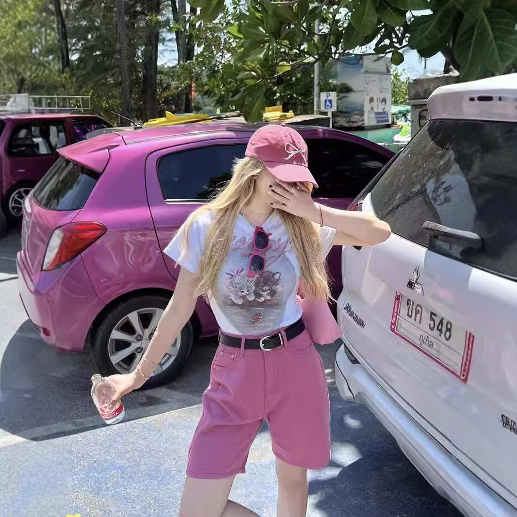 五分牛仔裤女辣妹夏季新款休闲宽松薄款高腰直筒阔腿显瘦休闲裤子